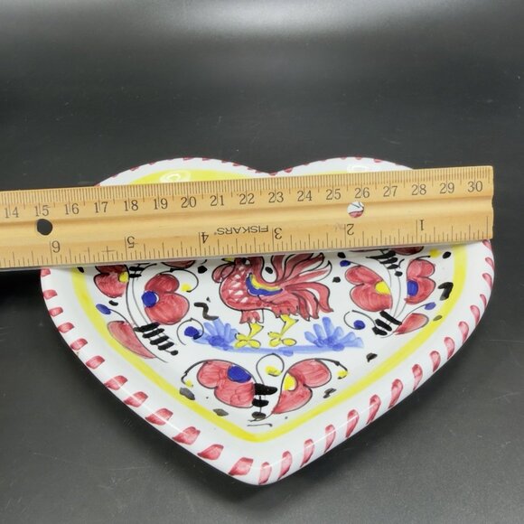 Hand Painted Deruta Italian Pottery Dish Plate Heart Shaped Folk Art Decorative - Picture 3 of 13